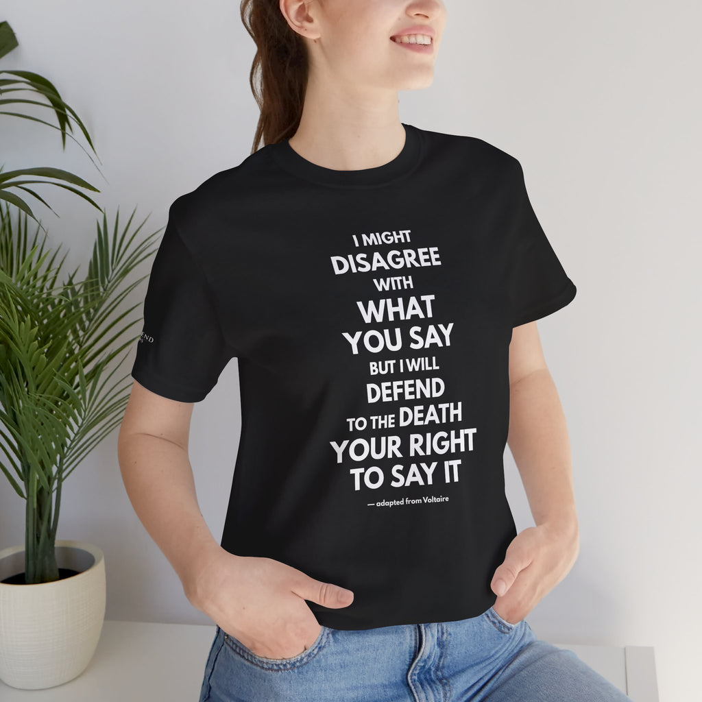 "DISAGREE BUT DEFEND" Tee – Bold Edition • Free Speech Series