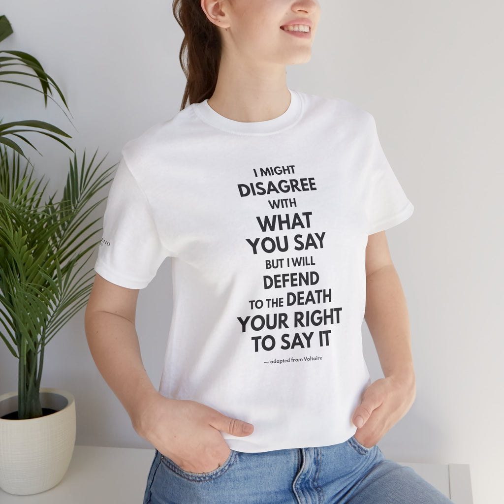 "DISAGREE BUT DEFEND" Tee – Bold Edition • Free Speech Series