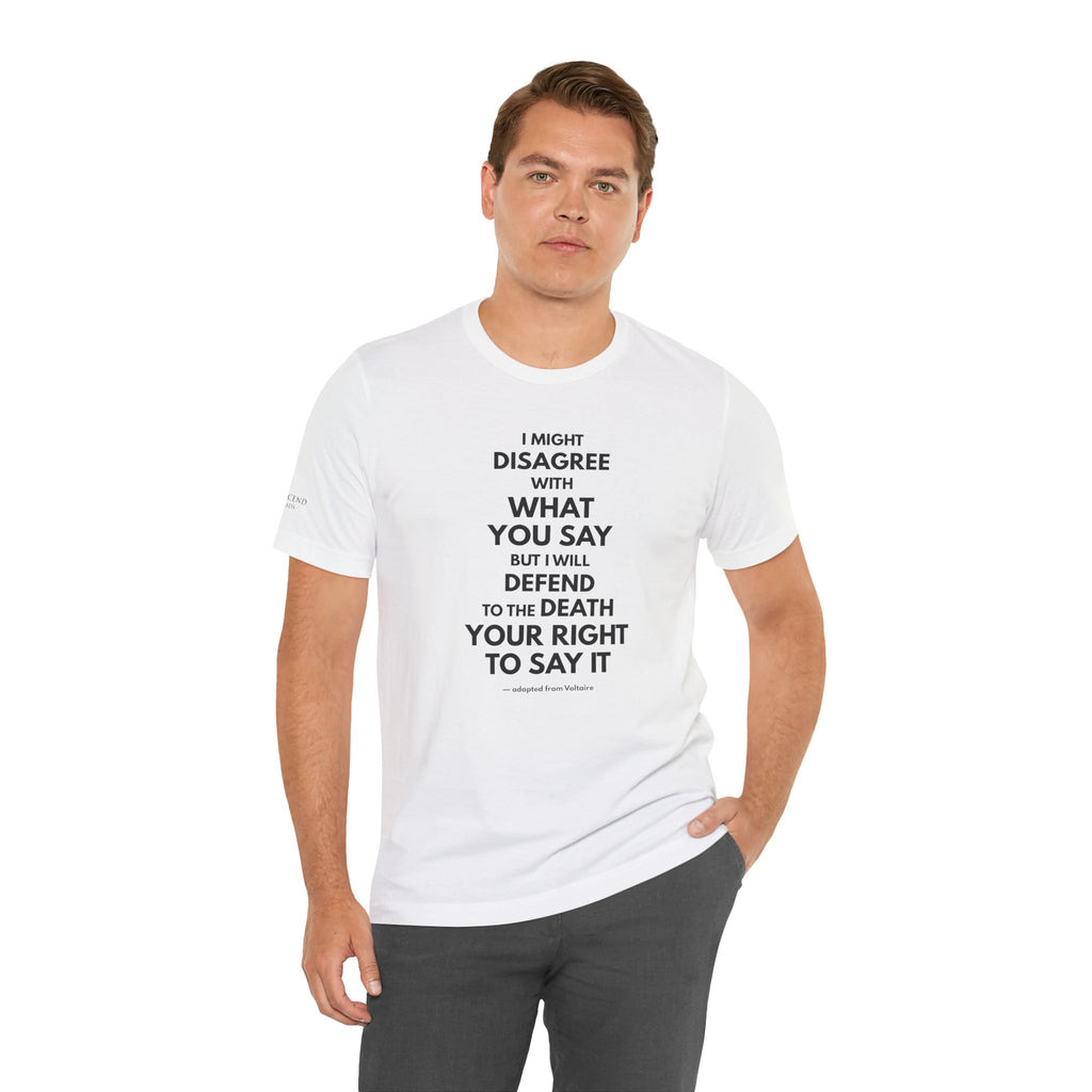 "DISAGREE BUT DEFEND" Tee – Bold Edition • Free Speech Series
