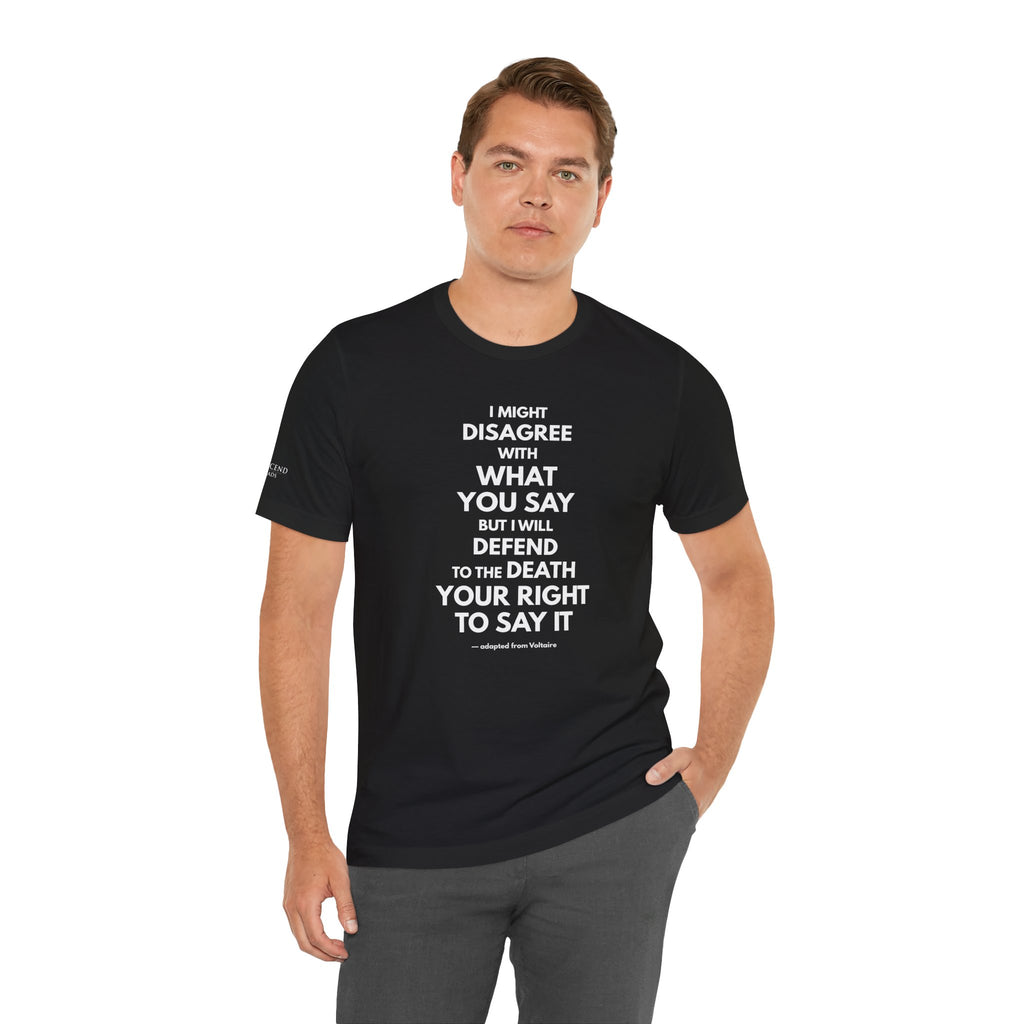 "DISAGREE BUT DEFEND" Tee – Bold Edition • Free Speech Series