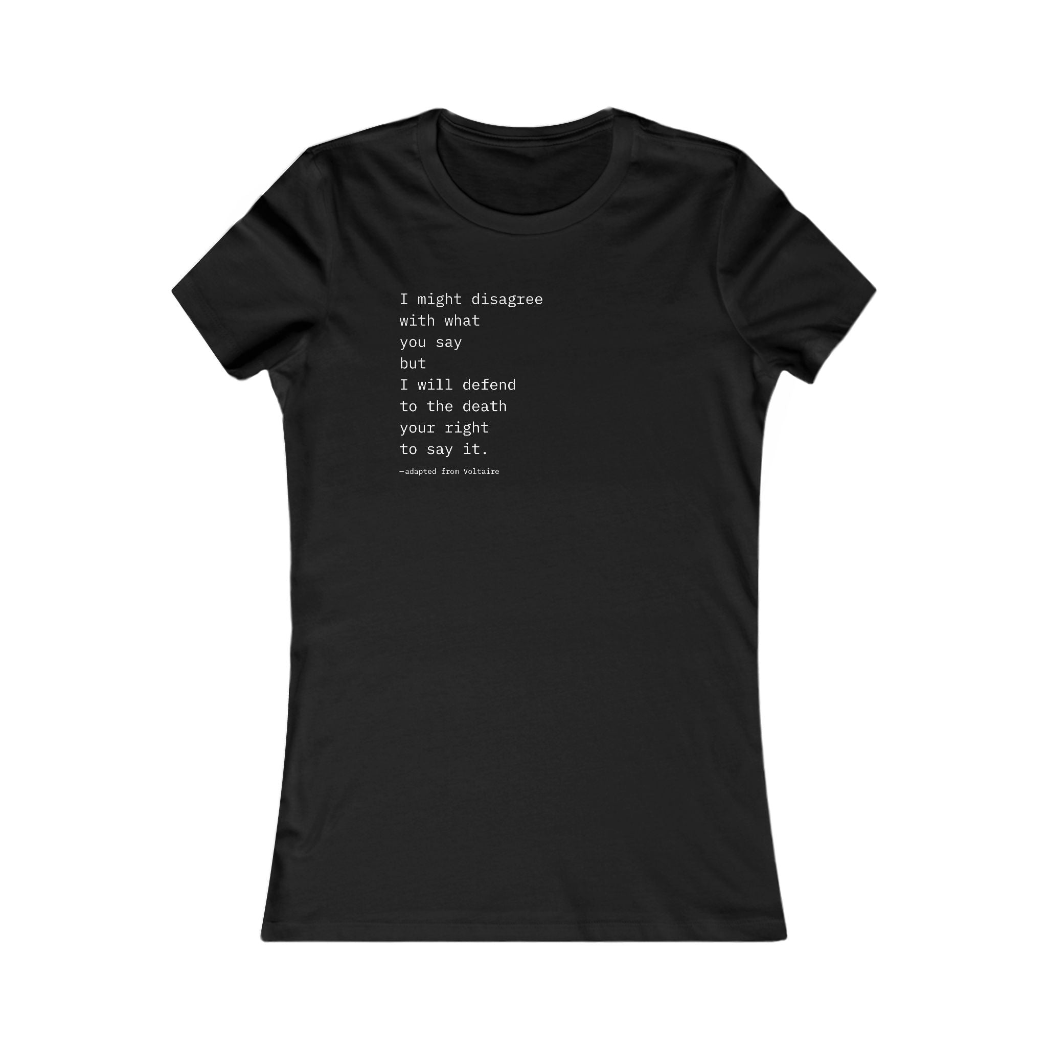 "DISAGREE BUT DEFEND" Tee – Thinker Edition (Women’s Fit) • Free Speech Series