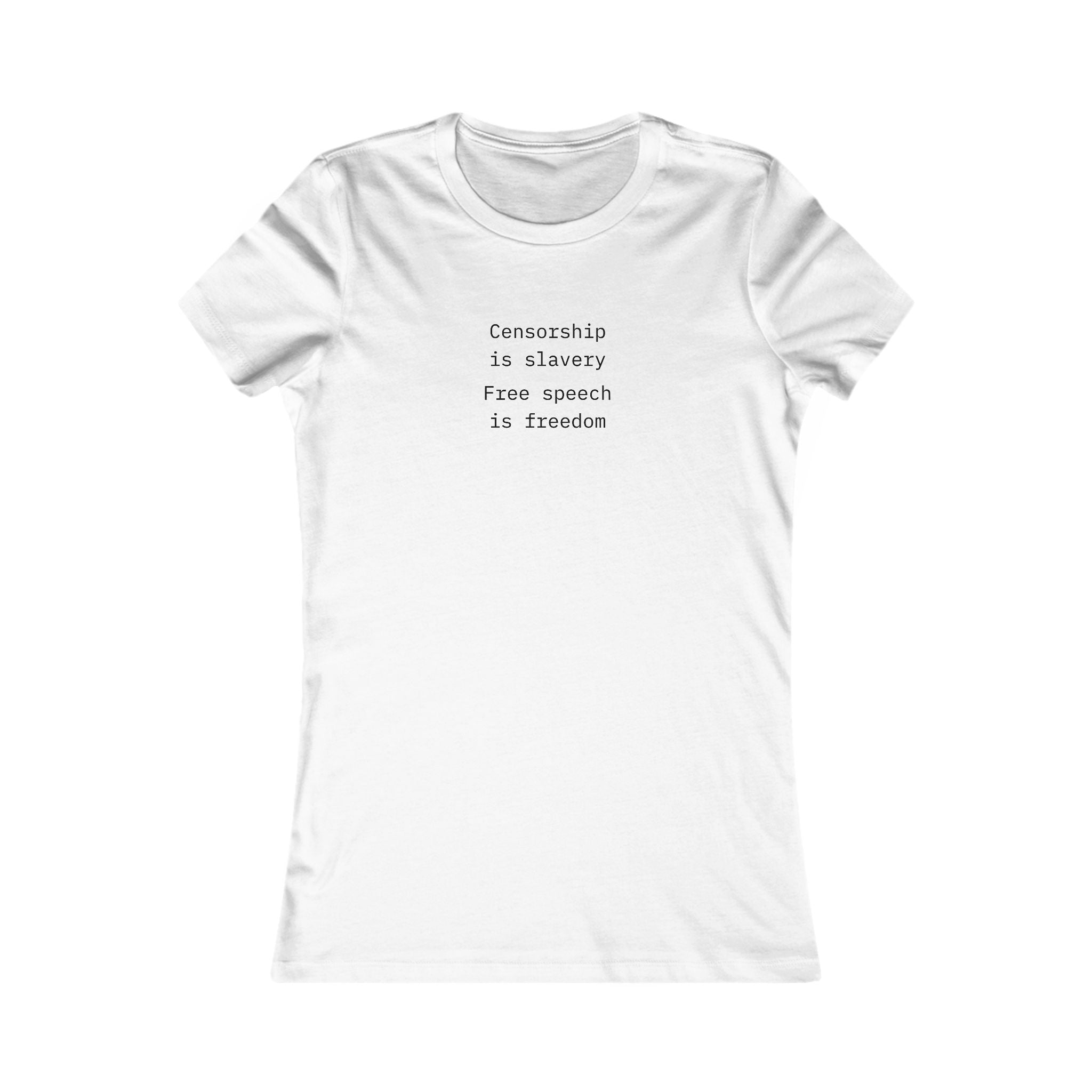 "CENSORSHIP IS SLAVERY" Tee – Thinker Edition (Women’s Fit) • Free Speech Series